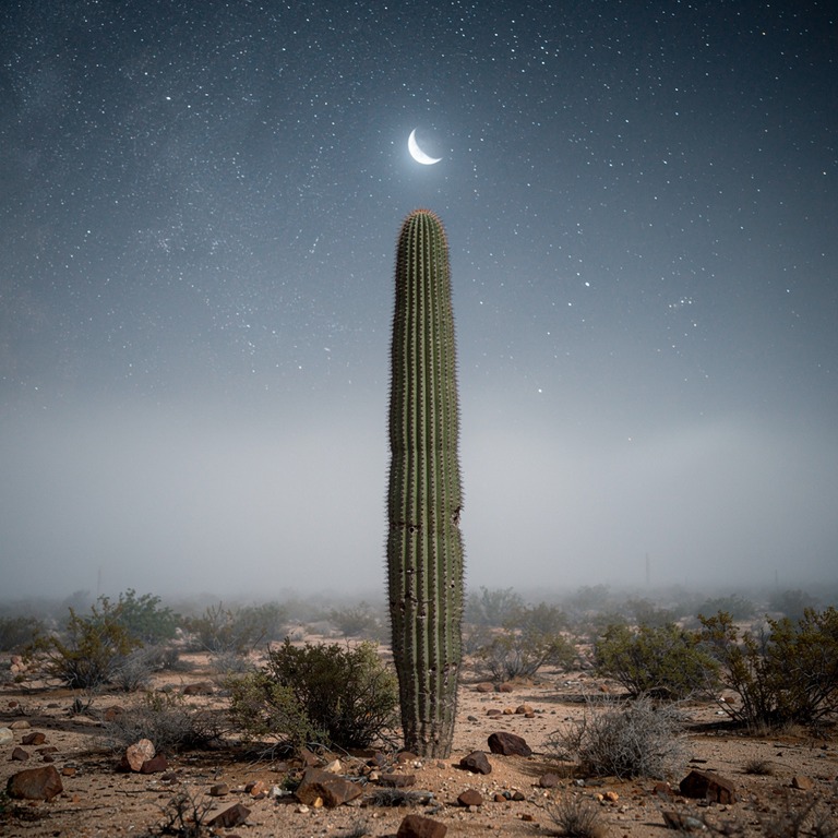 A lone cactus stands under a vast, star-filled night sky wit... | ShopAyahuascaRetreats