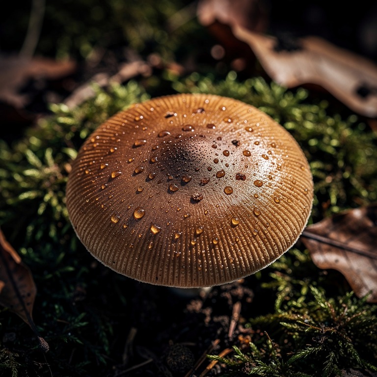 A macro shot of a psilocybin mushroom's cap, showcasing its ... | ShopAyahuascaRetreats