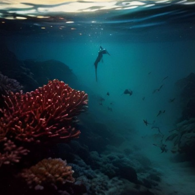 A school of iridescent fish dart through a vibrant, coral-fi... | ShopAyahuascaRetreats