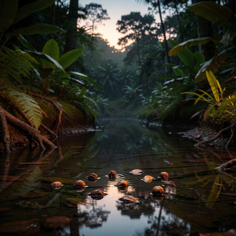 A serene, shallow pool of water reflecting the vibrant green... | ShopAyahuascaRetreats