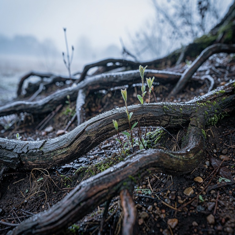 A sprawling, ancient tree root system, exposed and twisted, ... | ShopAyahuascaRetreats