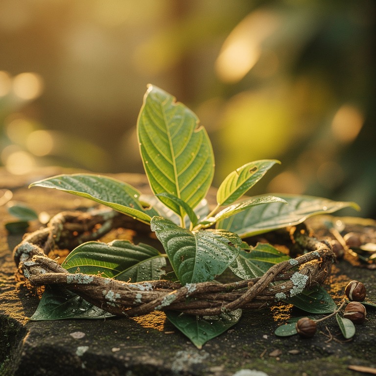 A still life of various Amazonian plant ingredients, includi... | ShopAyahuascaRetreats
