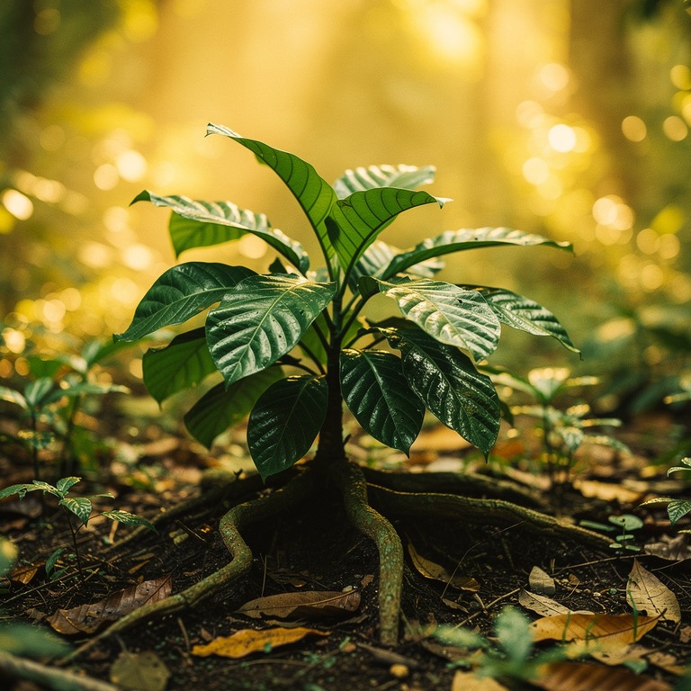 A Tabernanthe iboga plant with thick, waxy leaves and gnarle... | ShopAyahuascaRetreats