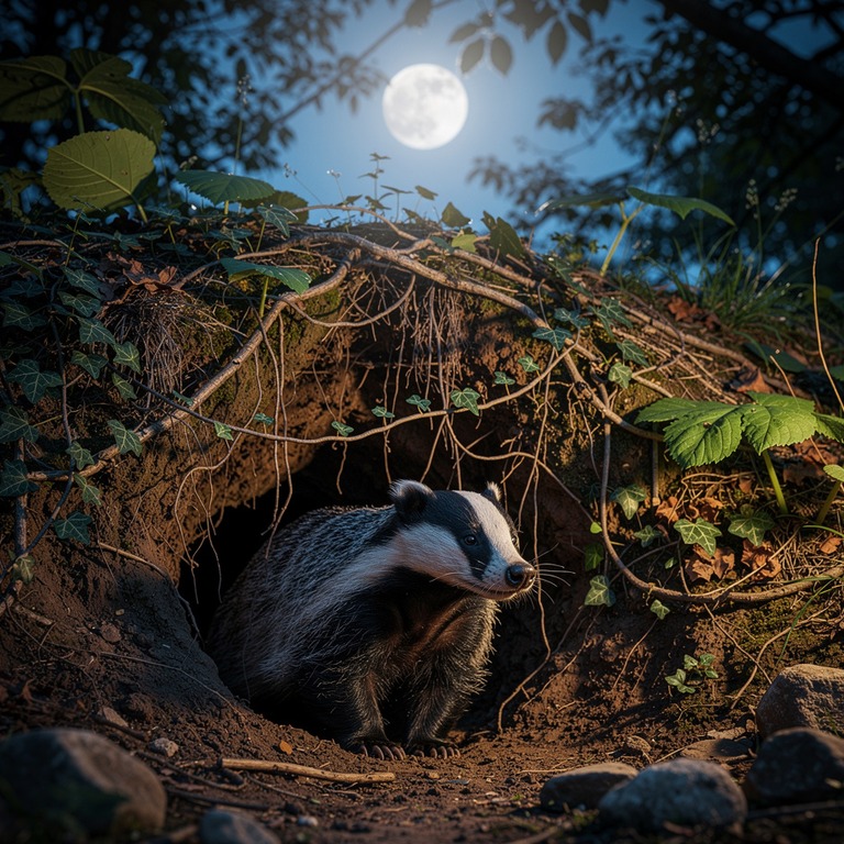 A wise old badger emerges from its burrow, set amidst a tang... | ShopAyahuascaRetreats