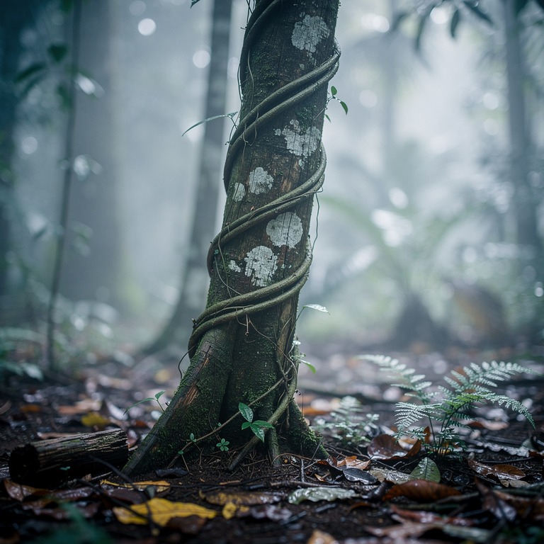 Ayahuasca vine wrapped around an old tree trunk, rainforest ... | ShopAyahuascaRetreats