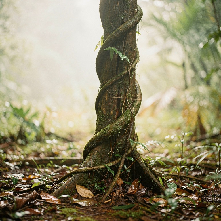 Ayahuasca vine wrapped around an old tree trunk, rainforest ... | ShopAyahuascaRetreats