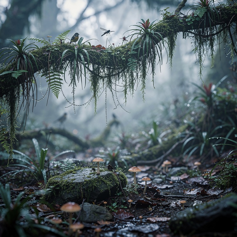 Cloud forest with epiphytes and dripping moss on every branc... | ShopAyahuascaRetreats