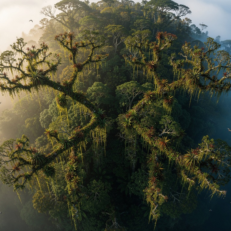 Cloud forest with epiphytes and dripping moss on every branc... | ShopAyahuascaRetreats