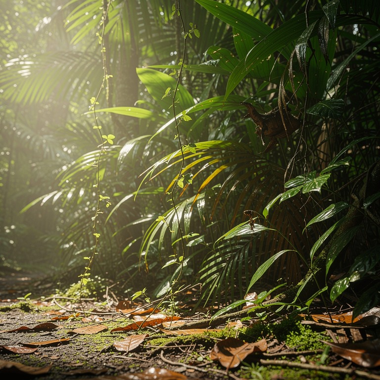 Dense tropical undergrowth shot from ground level, green wal... | ShopAyahuascaRetreats