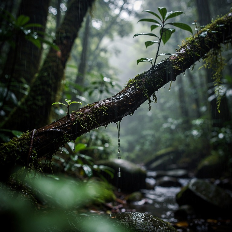 Heavy afternoon rain in a cloud forest, dripping branches | ShopAyahuascaRetreats