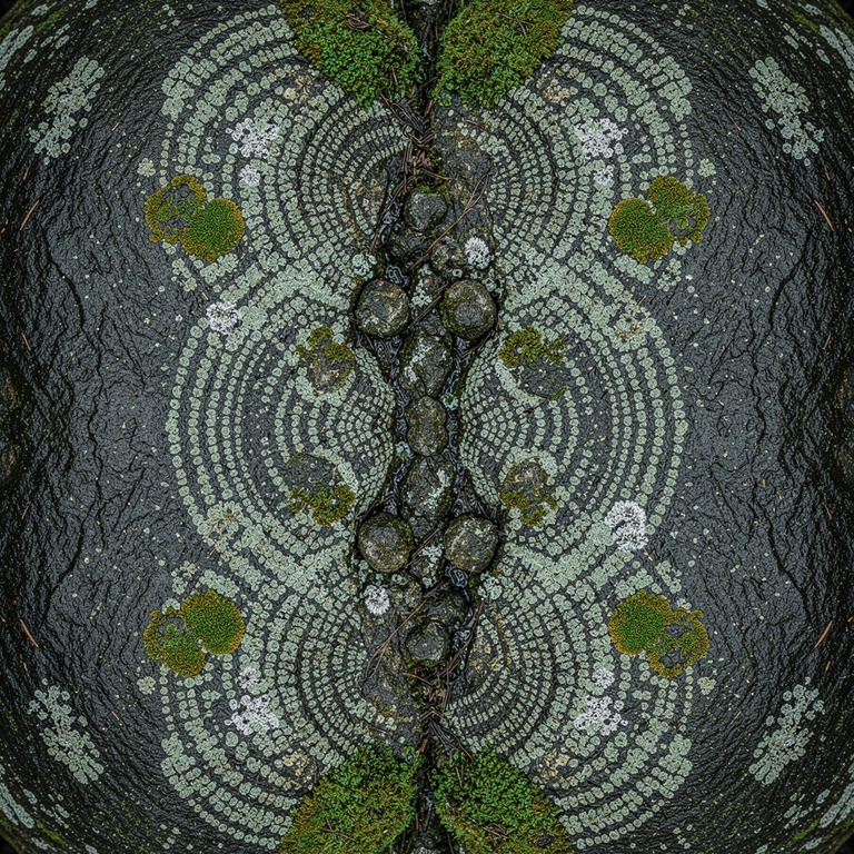Lichen pattern on a wet rainforest boulder, abstract texture | ShopAyahuascaRetreats