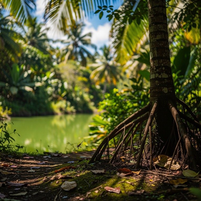 Walking palm tree with stilted exposed roots, low jungle lig... | ShopAyahuascaRetreats