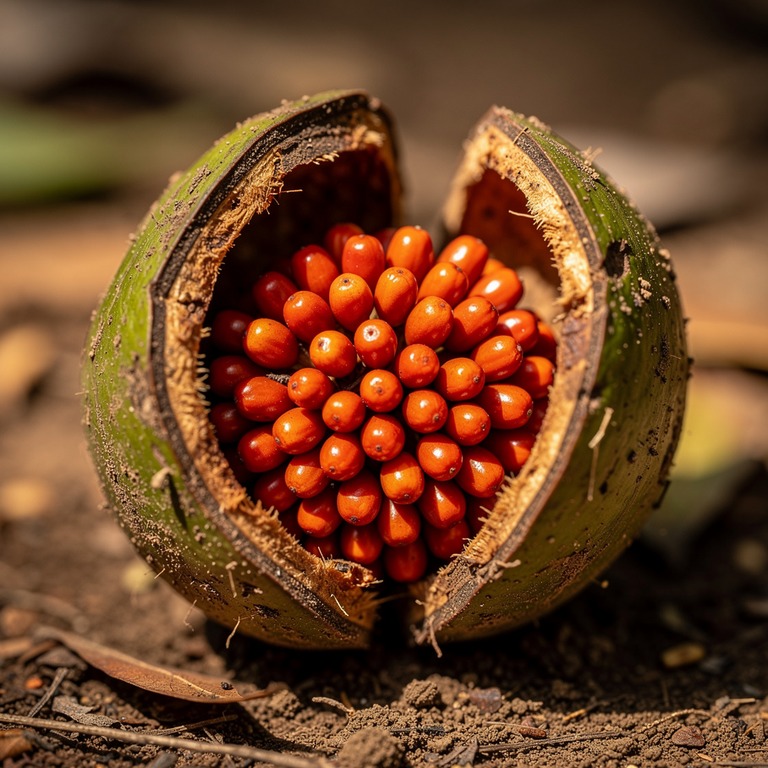 A close-up of a tabernanthe iboga seed pod, cracked open to ... | ShopAyahuascaRetreats