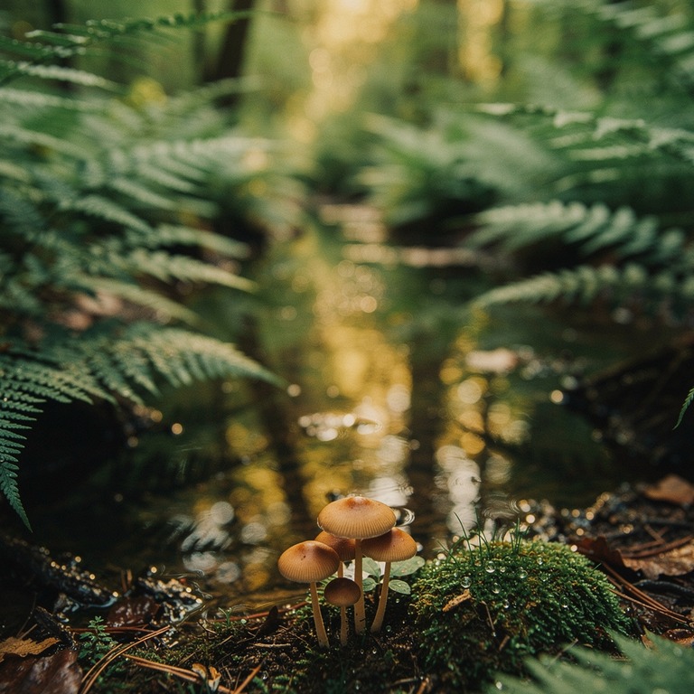 A delicate, fern-filled forest pool reflects the dappled, em... | ShopAyahuascaRetreats