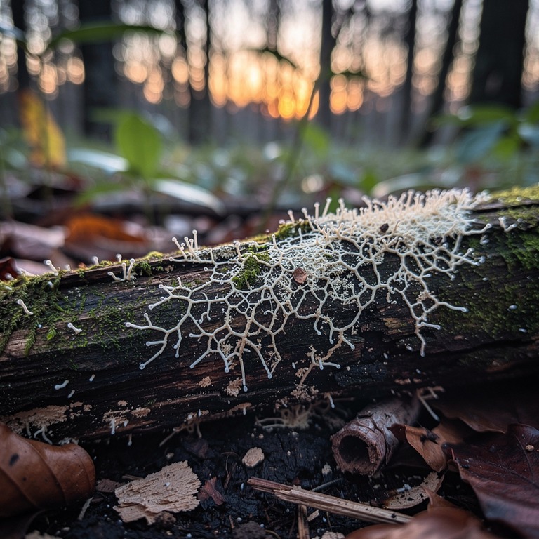 A macro shot of the delicate, lacy patterns of mycelium grow... | ShopAyahuascaRetreats