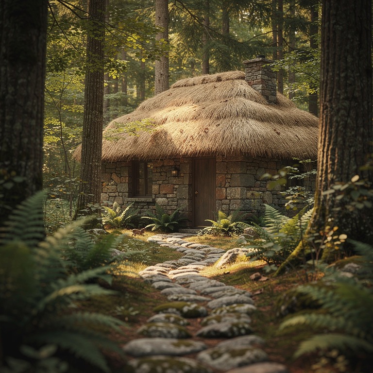A rustic, secluded stone cottage nestled among tall trees, w... | ShopAyahuascaRetreats