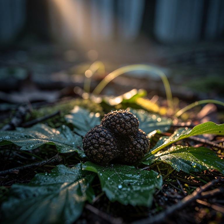 A solitary truffle fruiting body lying on a bed of damp, gre... | ShopAyahuascaRetreats