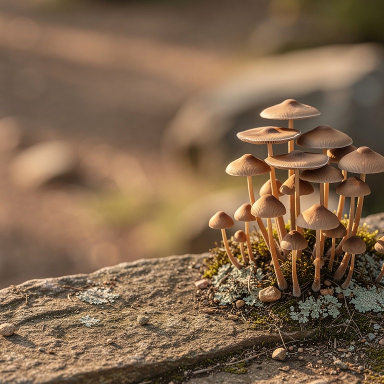 A still life of various types of fungi, including psilocybin... | ShopAyahuascaRetreats