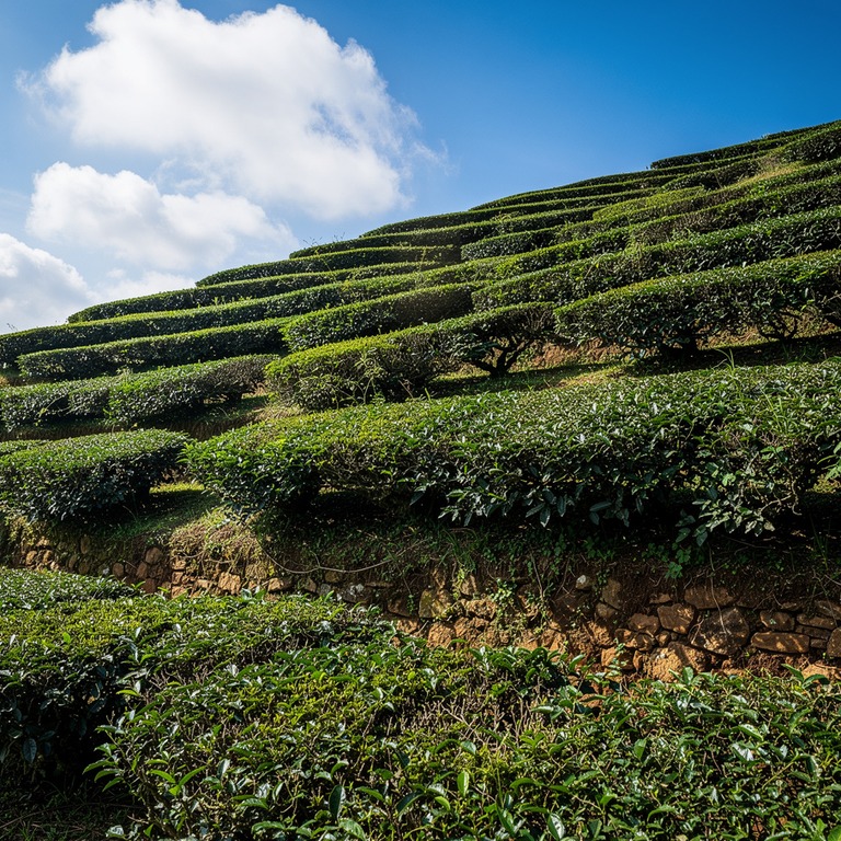 A sunlit, terraced hillside with multiple levels of lush, gr... | ShopAyahuascaRetreats