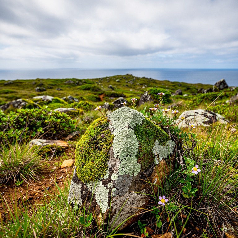 A weathered stone on a windswept moor, covered in moss and l... | ShopAyahuascaRetreats