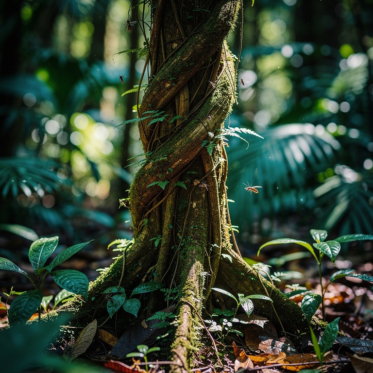 Ayahuasca vine wrapped around an old tree trunk, rainforest ... | ShopAyahuascaRetreats
