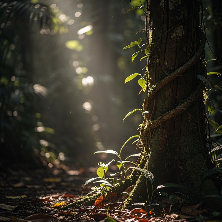 Ayahuasca vine wrapped around an old tree trunk, rainforest ... | ShopAyahuascaRetreats