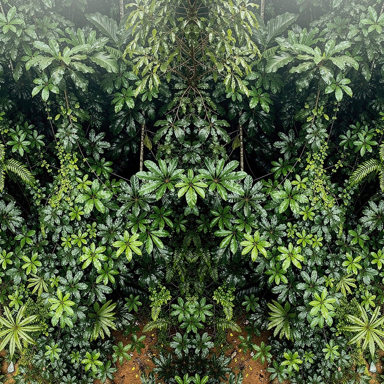 Dense tropical undergrowth shot from ground level, green wal... | ShopAyahuascaRetreats