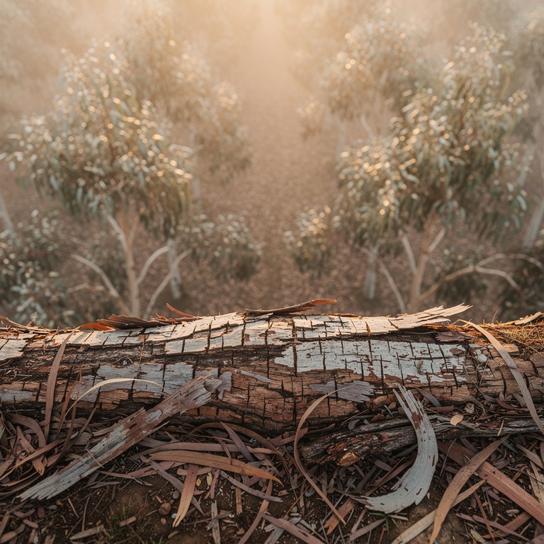 Eucalyptus grove at sunrise, peeling bark and silver leaves | ShopAyahuascaRetreats