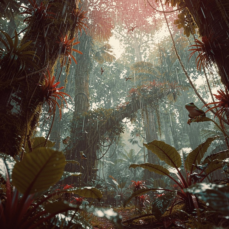Heavy tropical rain pouring through dense jungle canopy | ShopAyahuascaRetreats