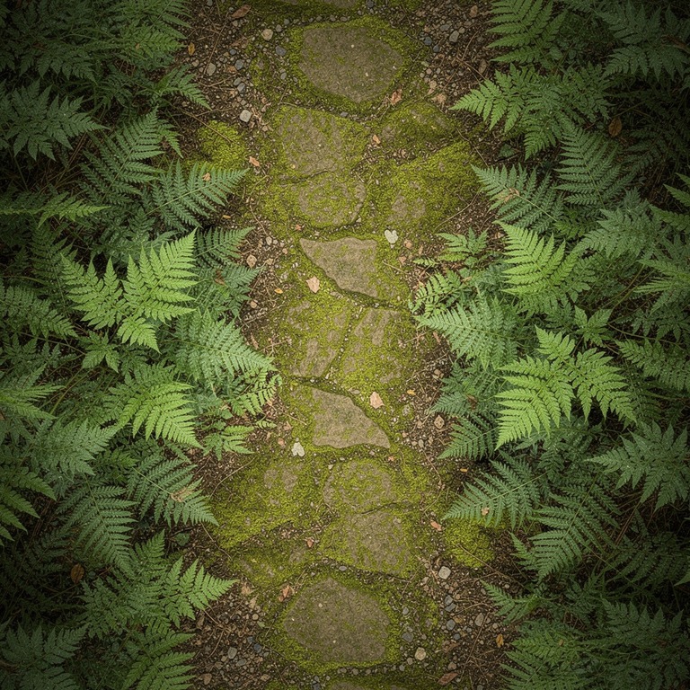 Mossy stone path winding through a fern-filled forest | ShopAyahuascaRetreats