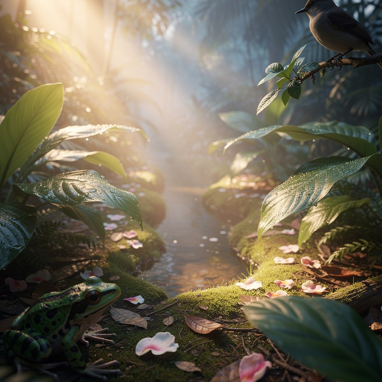 Pre-dawn jungle, deep blue tones with first golden light fil... | ShopAyahuascaRetreats