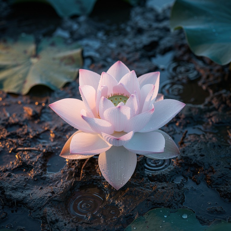 A close-up of a lotus flower blooming in the mud, yet unsoil... | ShopAyahuascaRetreats