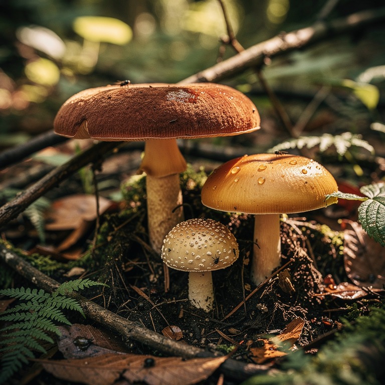 A close-up of three exotic mushroom caps of varying sizes an... | ShopAyahuascaRetreats