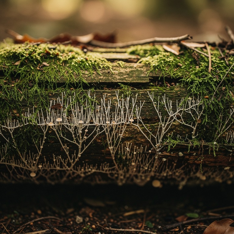 A detailed macro shot of psilocybin mushroom mycelium growin... | ShopAyahuascaRetreats