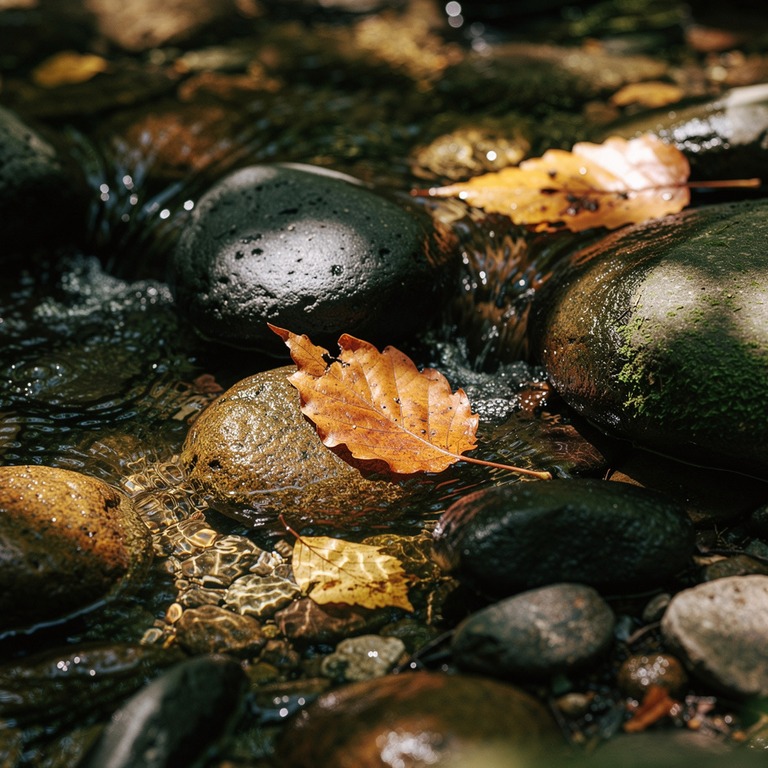 A gentle stream flowing over smooth, rounded stones, with a ... | ShopAyahuascaRetreats