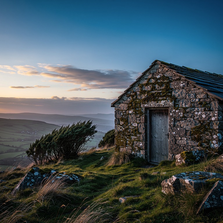 A weathered stone cottage stands empty on a windswept hillsi... | ShopAyahuascaRetreats