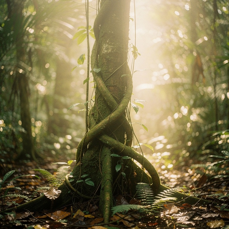 Ayahuasca vine wrapped around an old tree trunk, rainforest ... | ShopAyahuascaRetreats