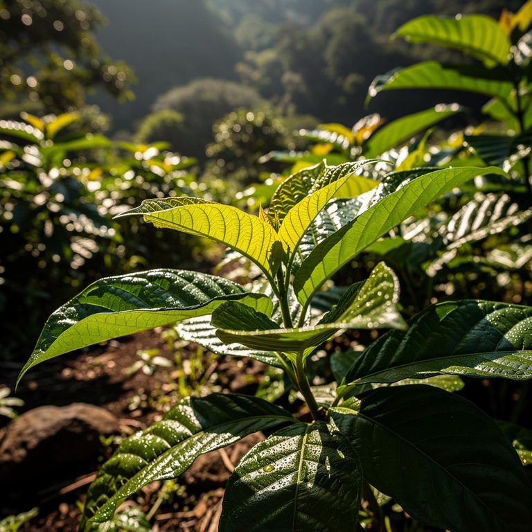 Coca plant leaves in bright morning sunshine, sharp green de... | ShopAyahuascaRetreats