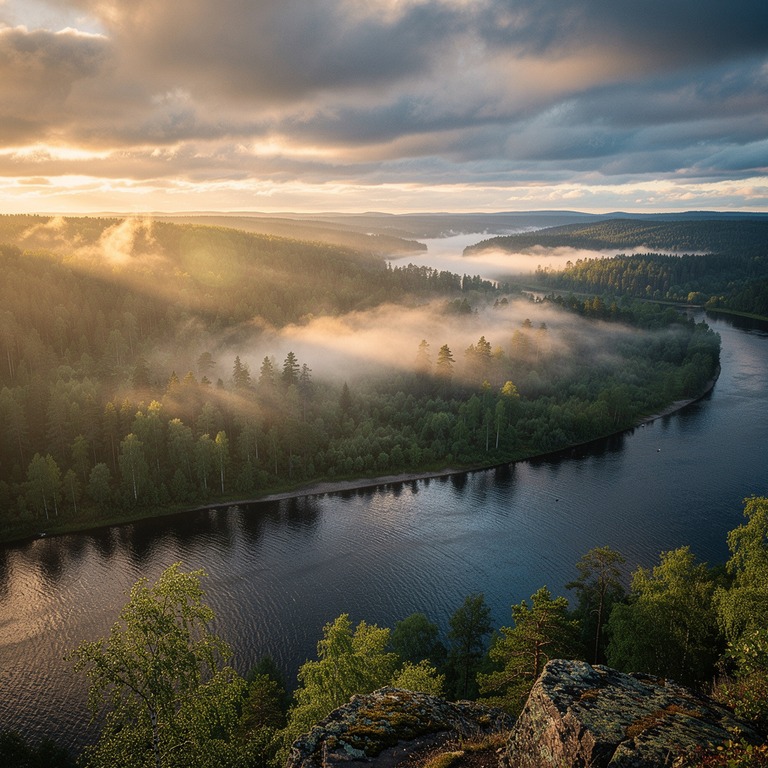 Dawn breaking through heavy cloud cover, golden rays | ShopAyahuascaRetreats