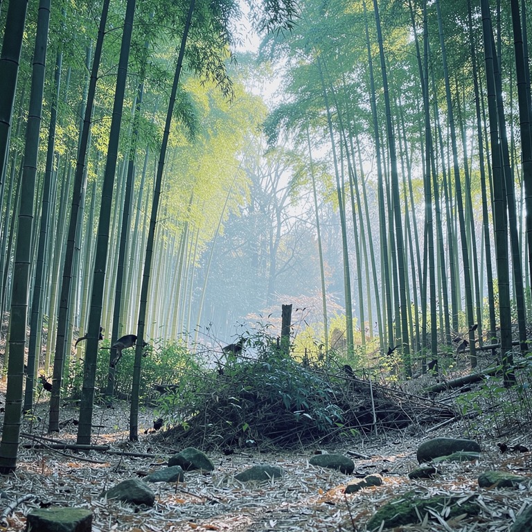 Dense bamboo grove, green light filtering through stalks | ShopAyahuascaRetreats