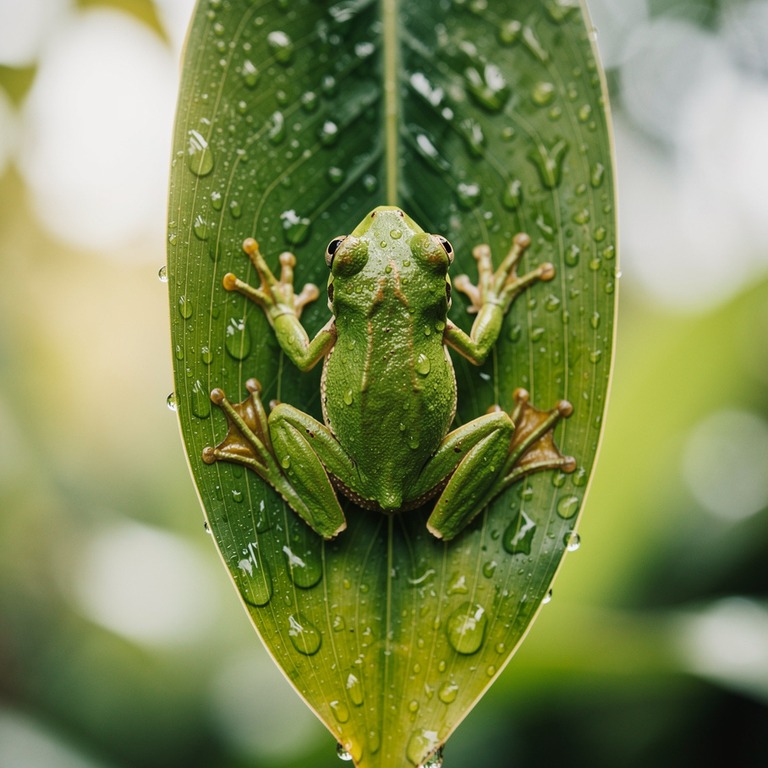 Tree frog clinging to a wet leaf, bulging eyes in macro deta... | ShopAyahuascaRetreats