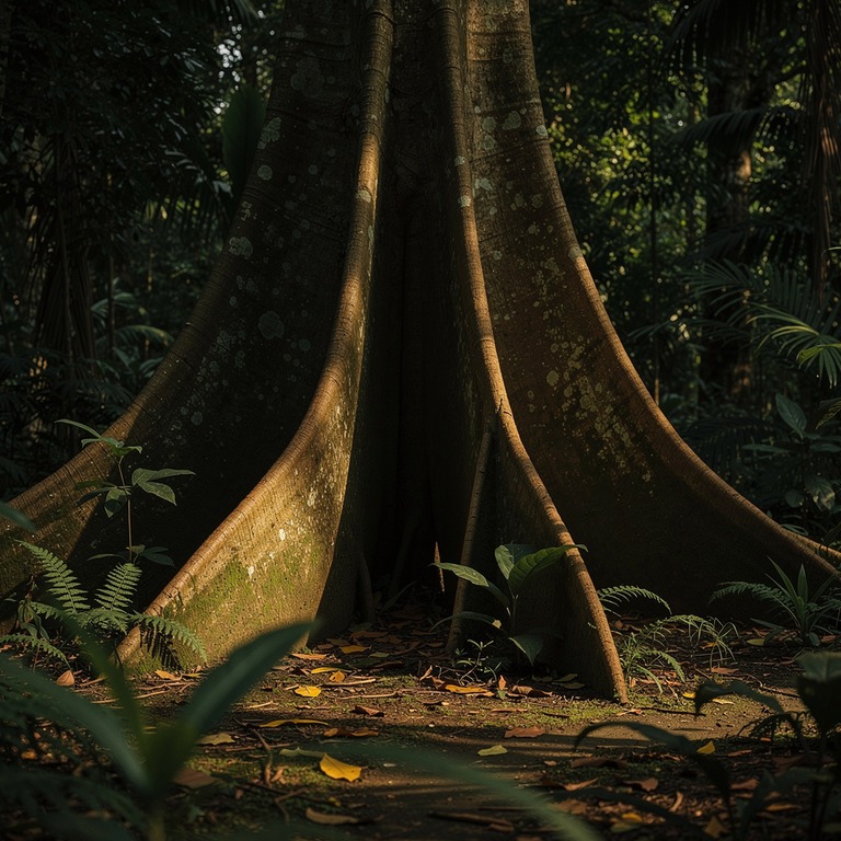 Trunk of a kapok tree with massive buttress roots at jungle ... | ShopAyahuascaRetreats
