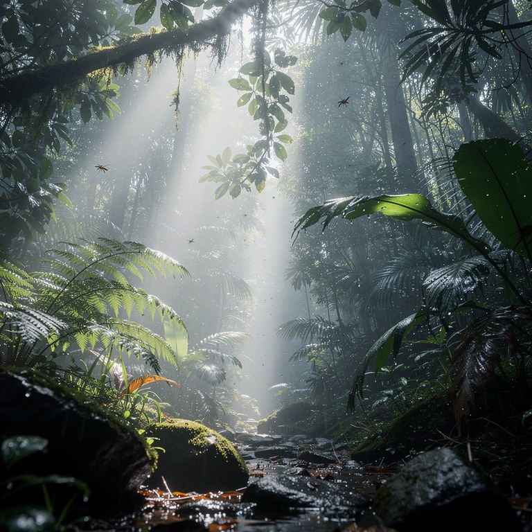Wisps of steam rising from wet rainforest leaves after a dow... | ShopAyahuascaRetreats