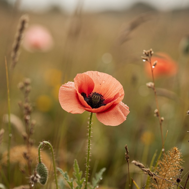 A delicate, dew-kissed opium poppy bloom, swaying gently in ... | ShopAyahuascaRetreats