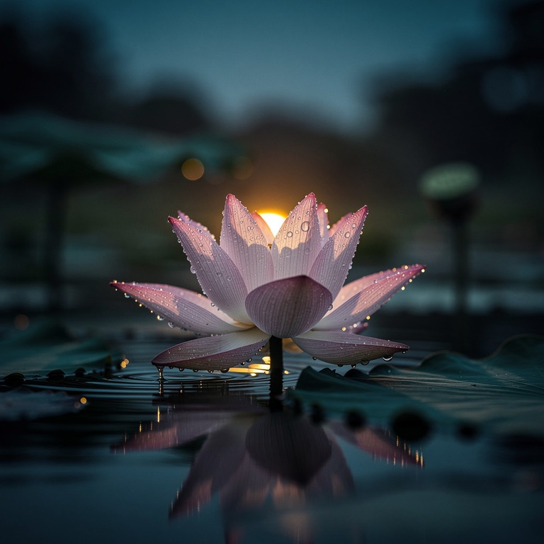A delicate lotus flower blooming in a quiet pond, its petals... | ShopAyahuascaRetreats