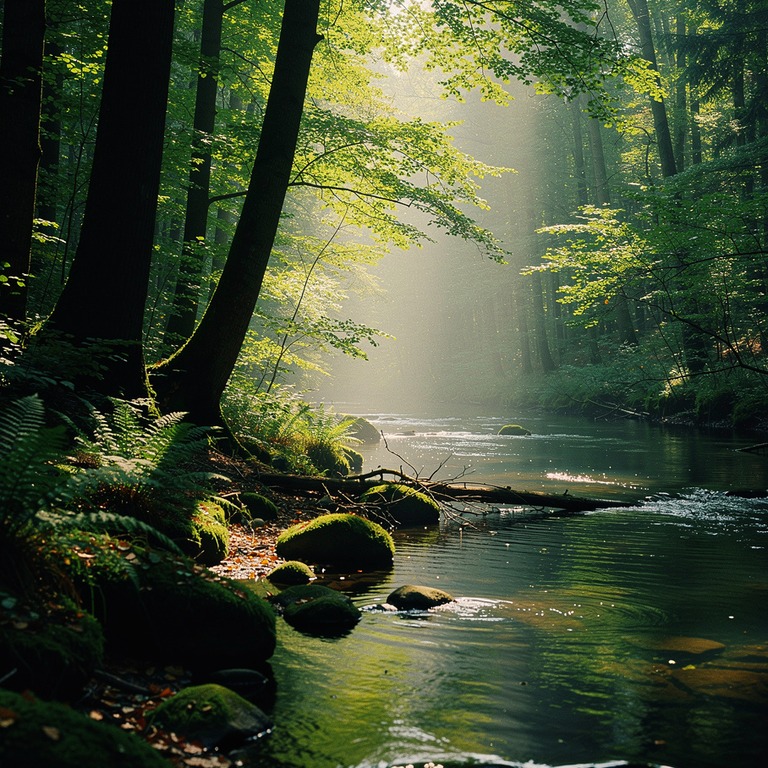 A gentle stream running through a forest, its calm waters re... | ShopAyahuascaRetreats