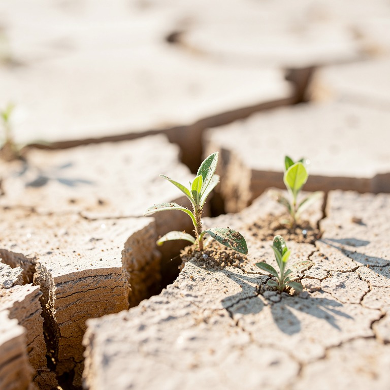 A macro shot of a cracked, dry earth surface, with a few str... | ShopAyahuascaRetreats