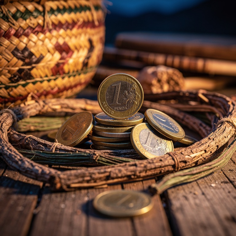A macro shot of a few Peruvian sol coins on a wooden tableto... | ShopAyahuascaRetreats
