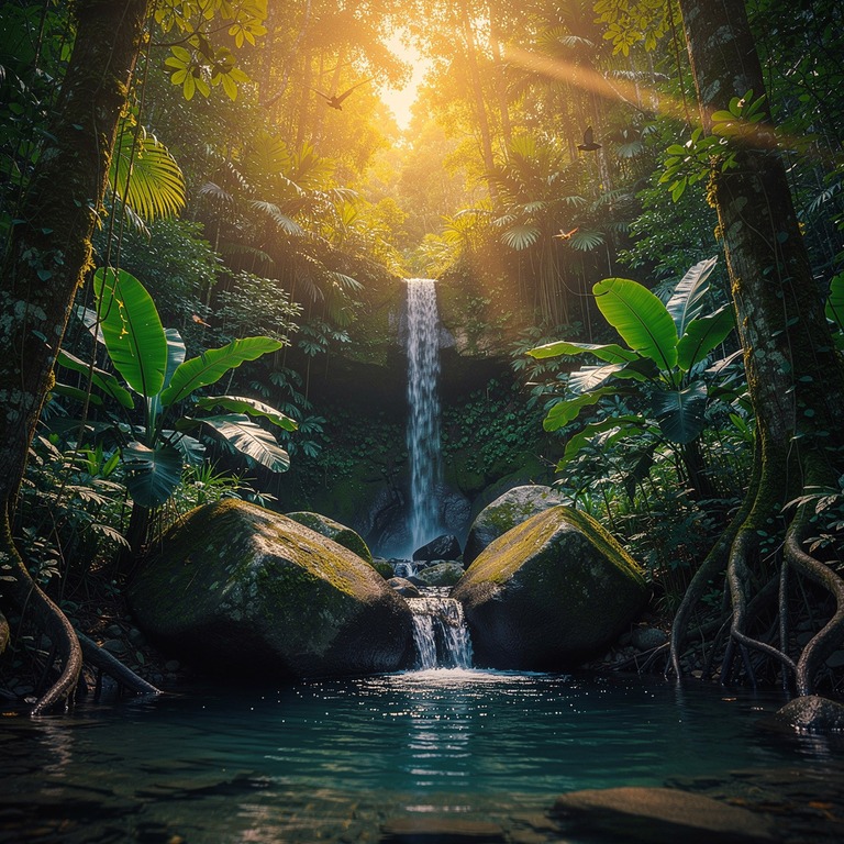 A peaceful forest pool with a small waterfall, surrounded by... | ShopAyahuascaRetreats