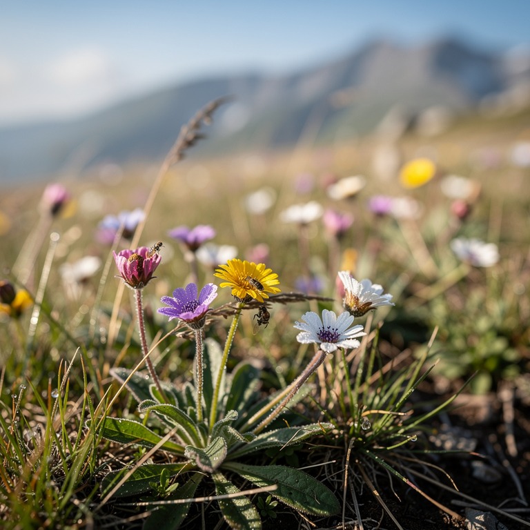 A serene mountain meadow with a variety of wildflowers swayi... | ShopAyahuascaRetreats